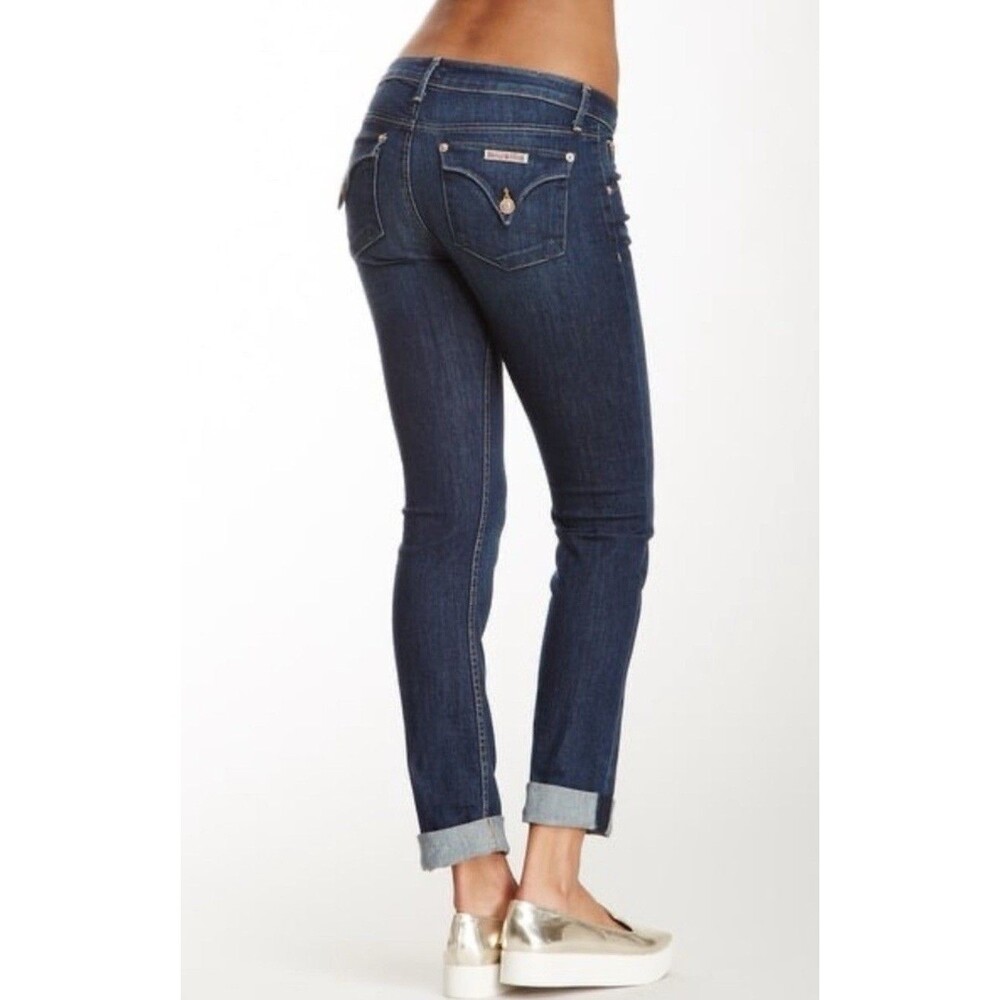 HUDSON Bacara Straight Flood Cuff Geno Dark Wash Women's Size 26 Cropped Jeans‎